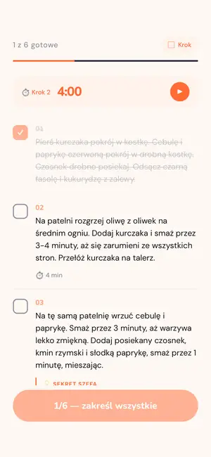 Wszystkie kroki na liście do odhaczania