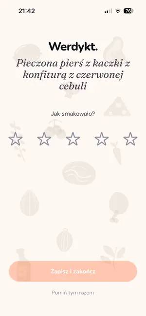 Ekran „Werdykt” z pięcioma gwiazdkami